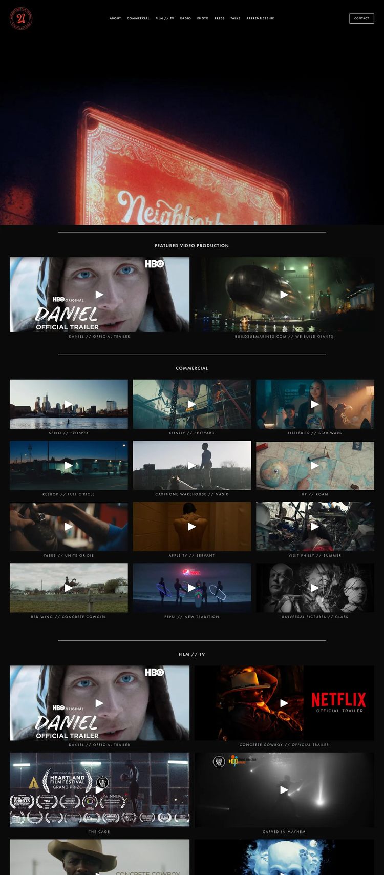 Screenshot 2 of Neighborhood Film Co (Example Squarespace Film Website)