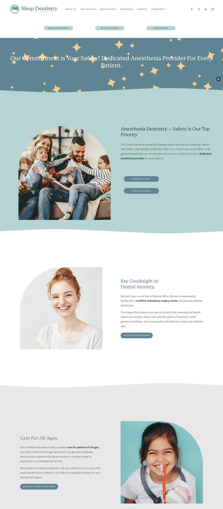 Screenshot 1 of Sleep Dentistry of Spokane (Example Squarespace Dentist Website)