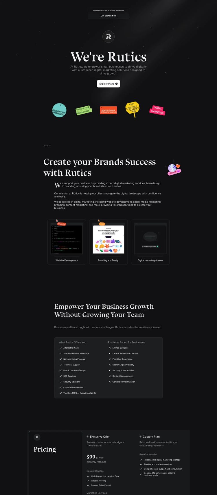 Screenshot 1 of Rutics (Example Webstudio Website)