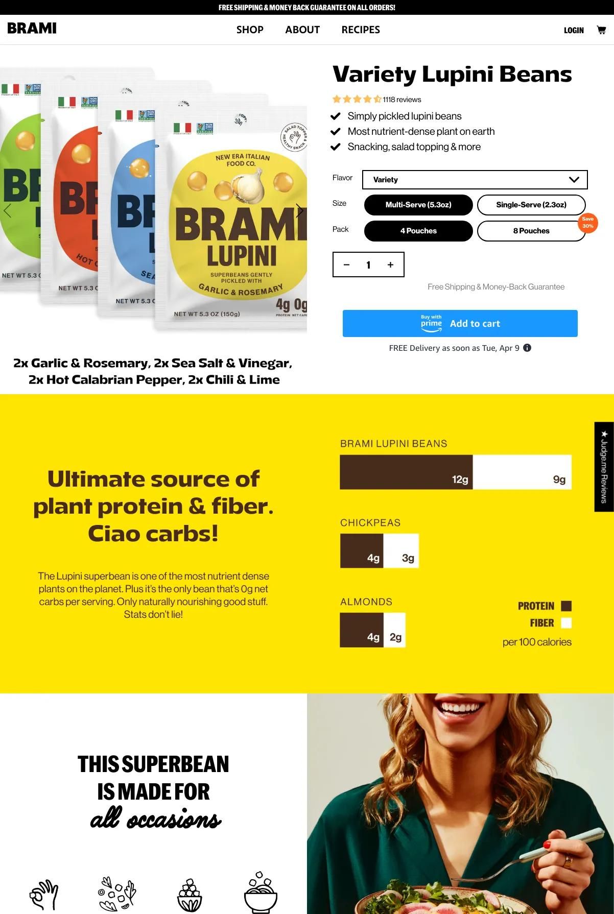 Screenshot 2 of BRAMI Snacks (Example Shopify Food and Beverage Website)