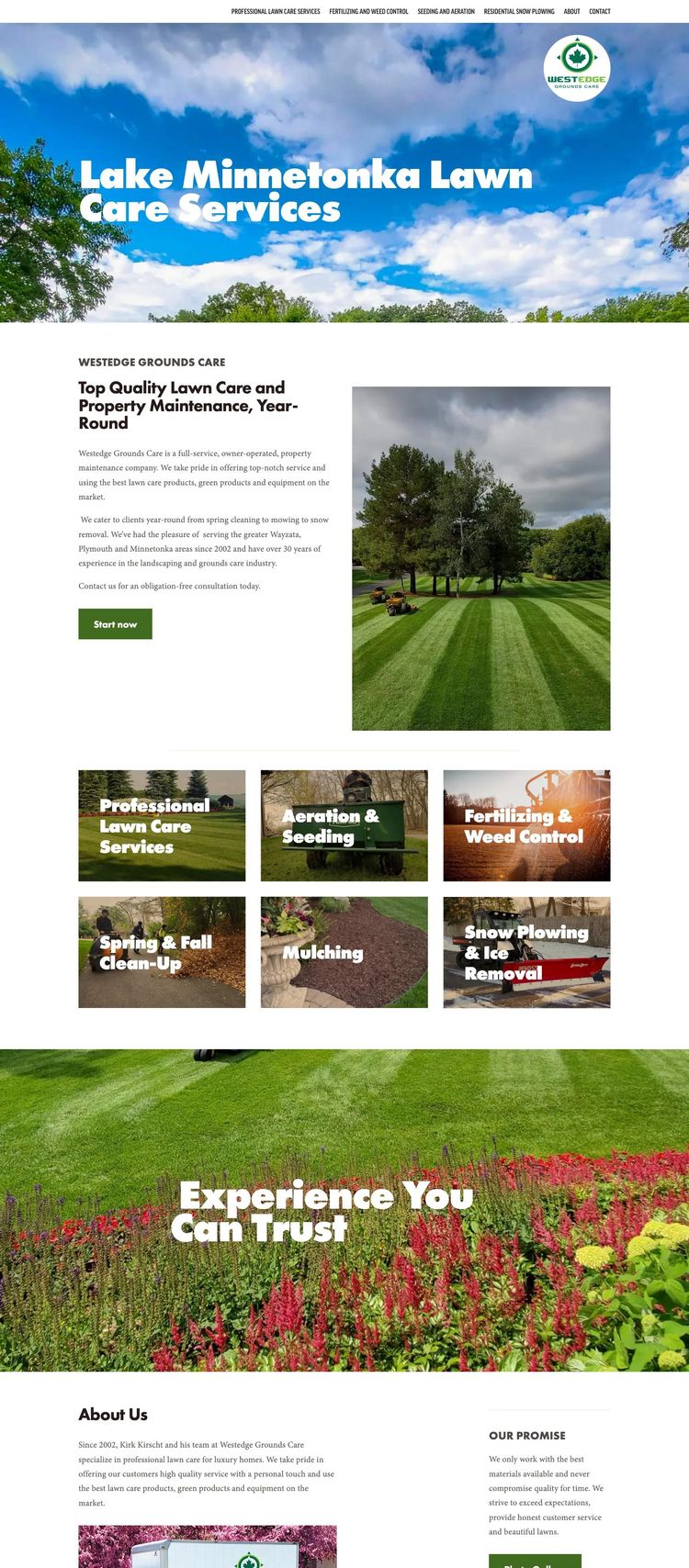 Screenshot 1 of Westedge Grounds Care (Example Squarespace Lawn Care Website)