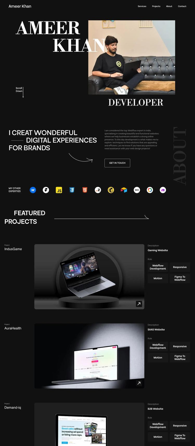 Screenshot 1 of Ameer Khan (Example Webstudio Website)