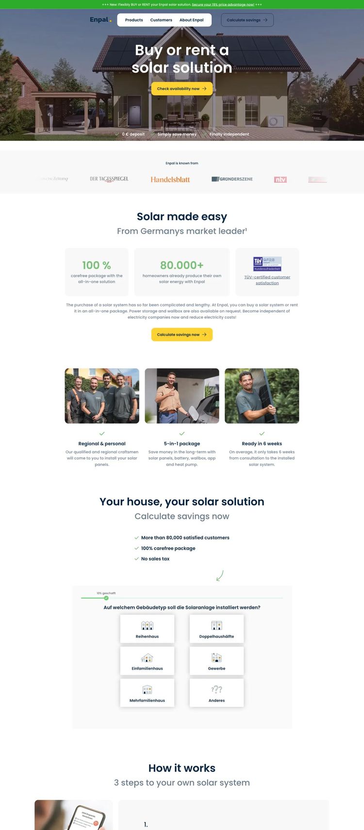 Screenshot 2 of Enpal (Example Webflow Solar Website)