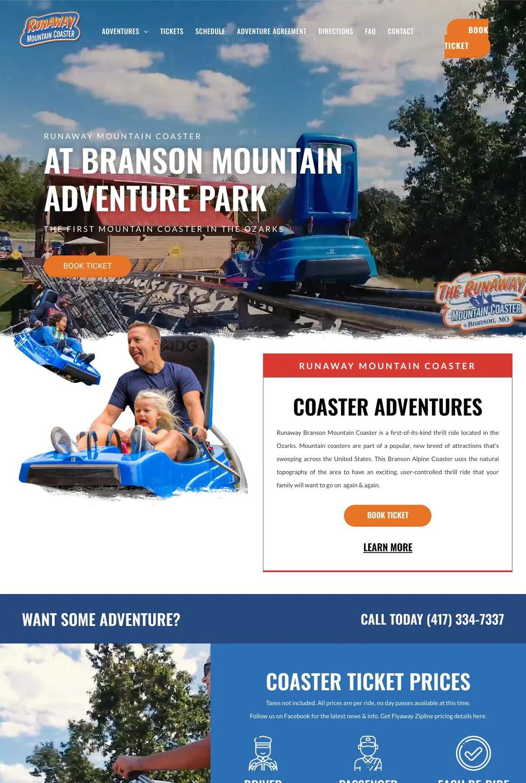 Screenshot 1 of Branson Mountain Adventure (Example Duda Website)