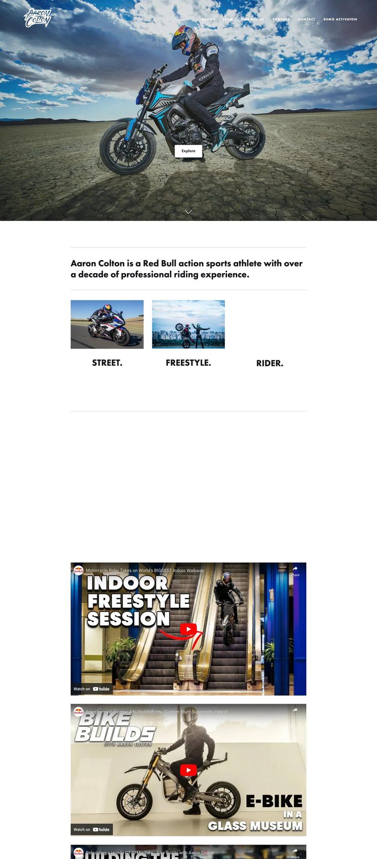 Screenshot 2 of Aaron Colton (Example Squarespace Actor/Performer Website)