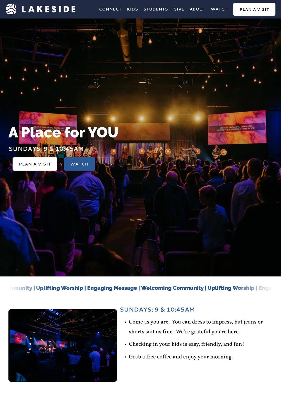 Screenshot 1 of Lakeside Church (Example Squarespace Church Website)