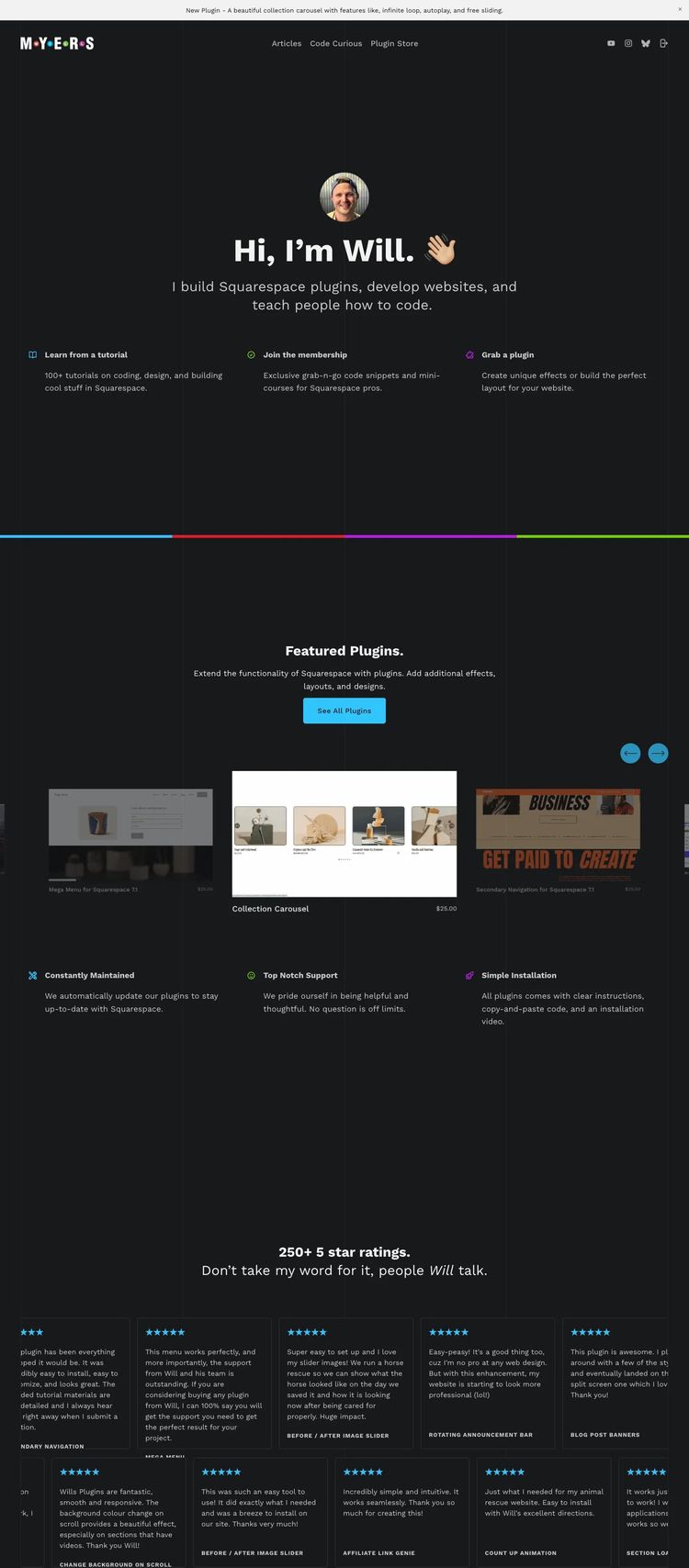 Screenshot 1 of Will-Myers (Example Squarespace Ecommerce (General) Website)
