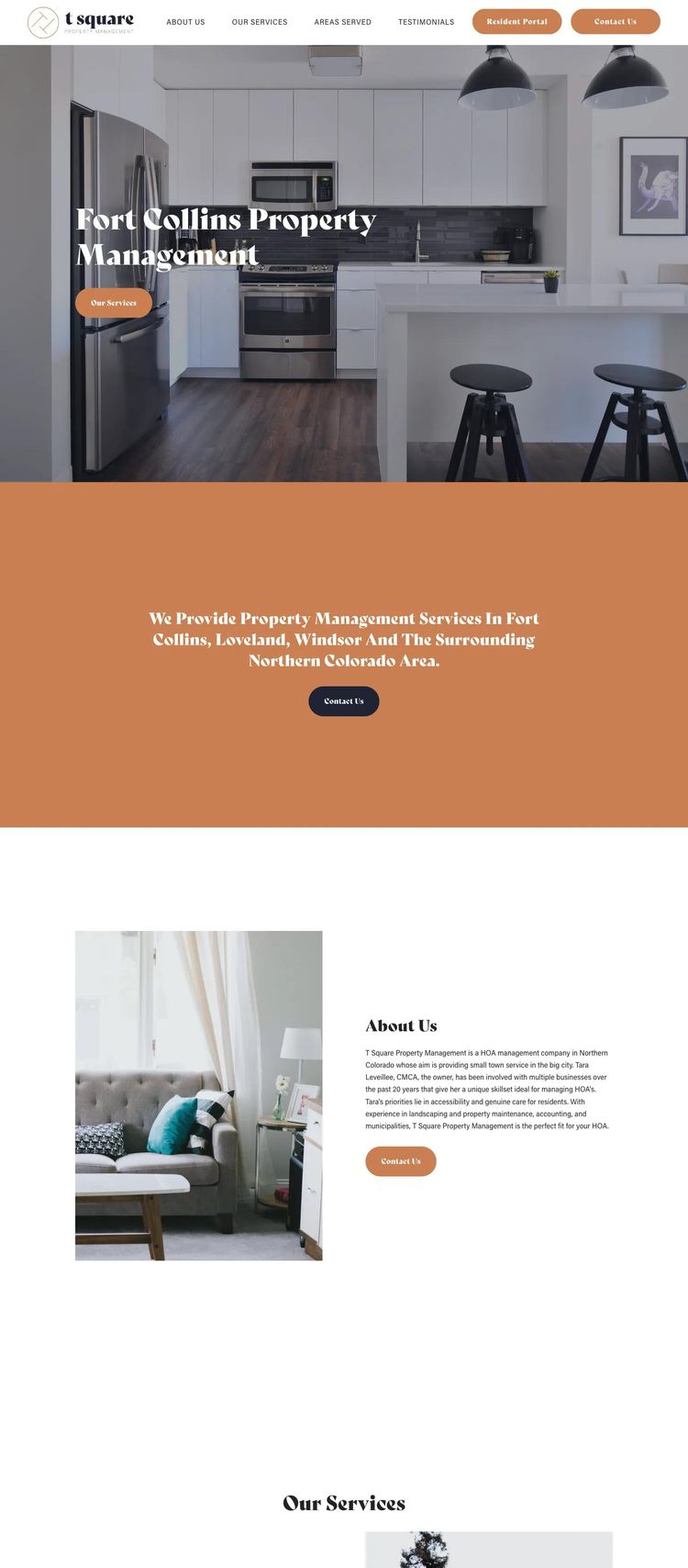 Screenshot 1 of T Square Property Management (Example Squarespace HOA Management Website)