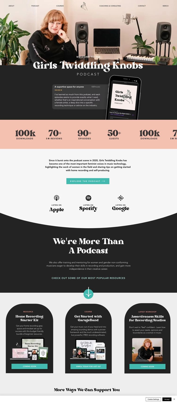 Screenshot 2 of Girls Twiddling Knobs (Example Wix Podcast Website)