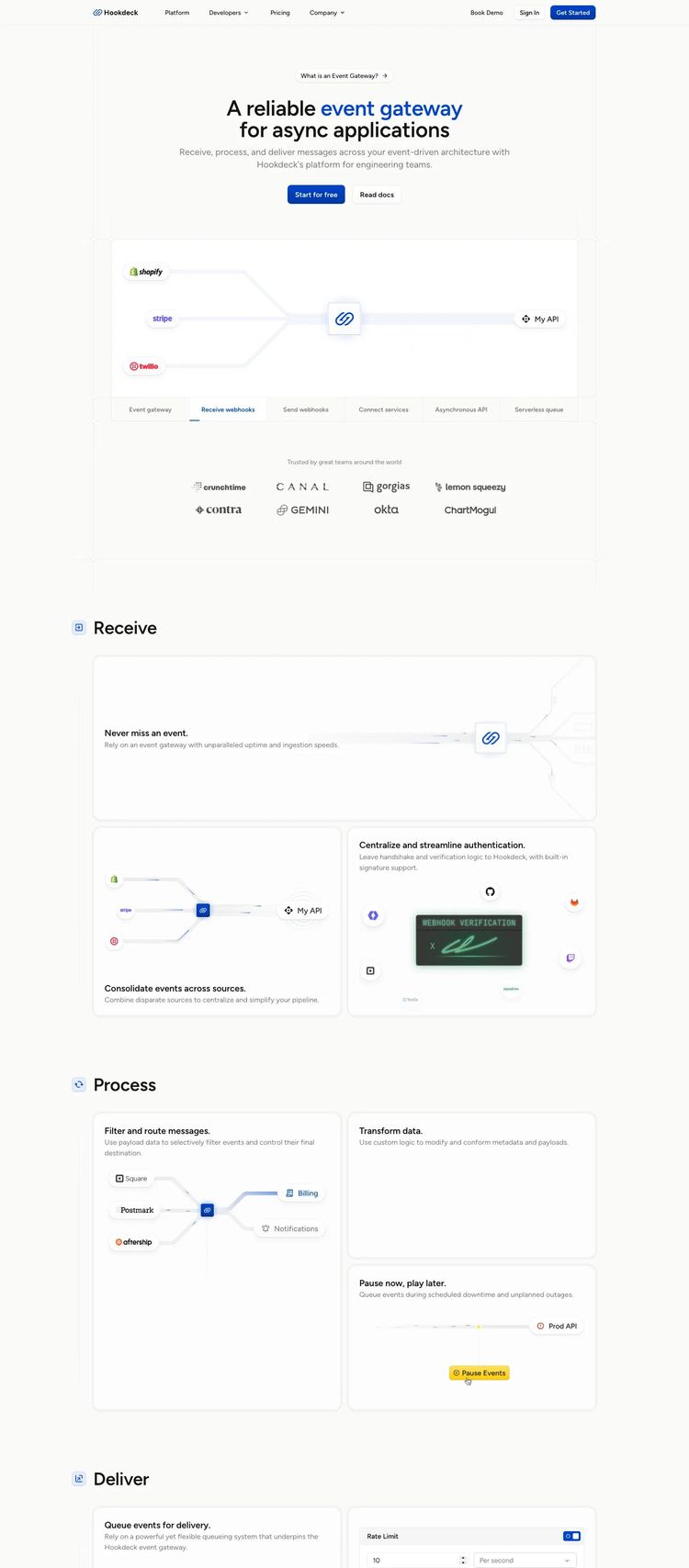 Screenshot 1 of Hookdeck (Example Webflow SaaS Website)