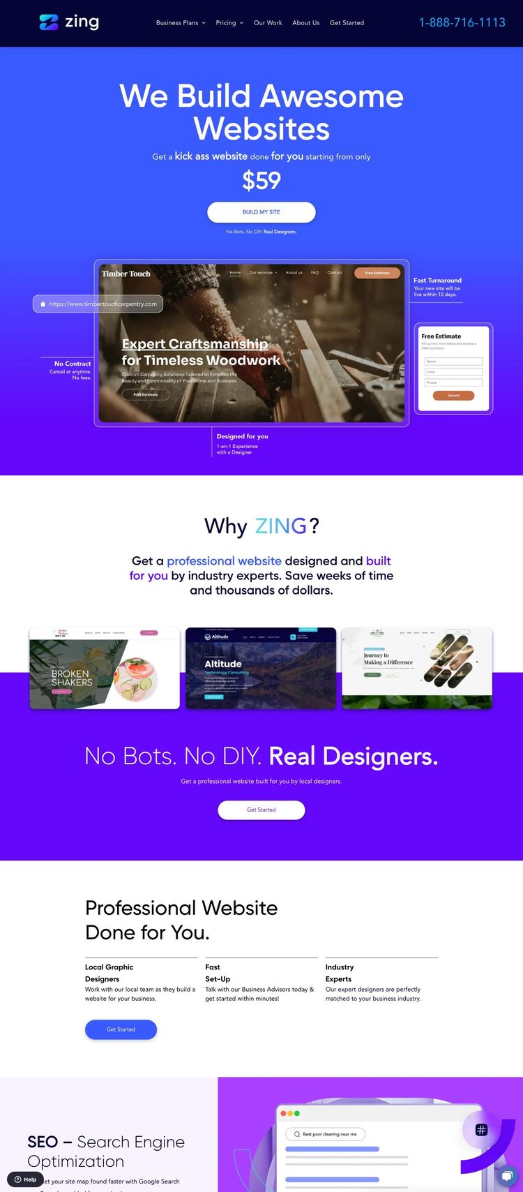 Screenshot 1 of Zing (Example Duda Productivity and Collaboration Website)