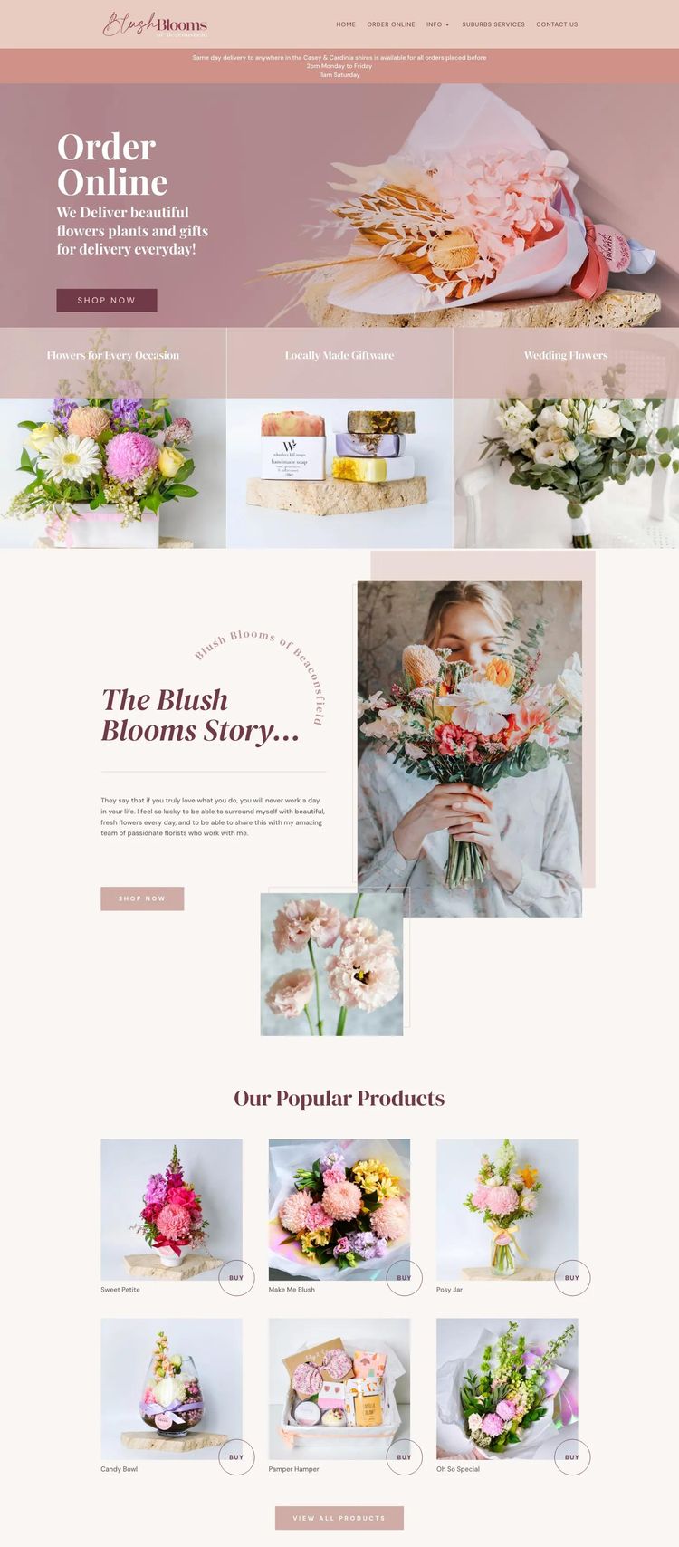 Screenshot 2 of Blush Blooms of Beaconsfield (Example WordPress Florist Website)