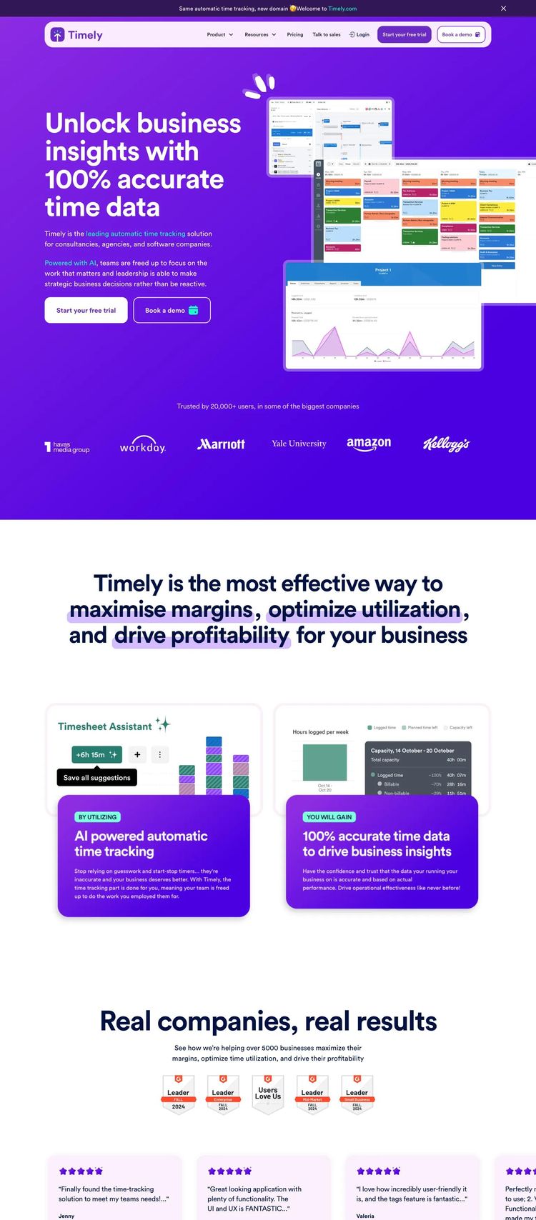 Screenshot 1 of Timely (Example Webflow SaaS Website)
