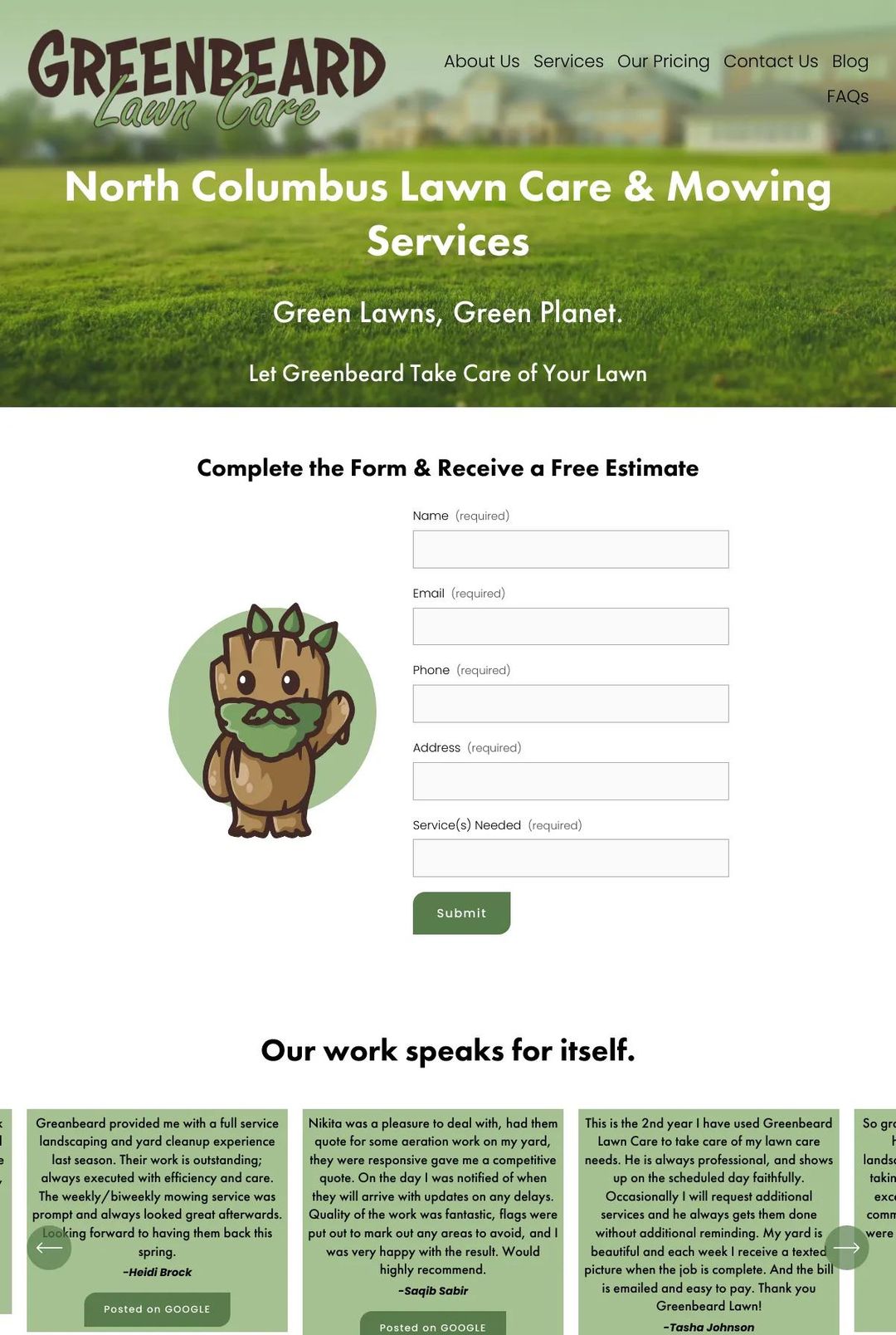 Screenshot 1 of Greenbeard Lawn Care (Example Squarespace Lawn Care Website)