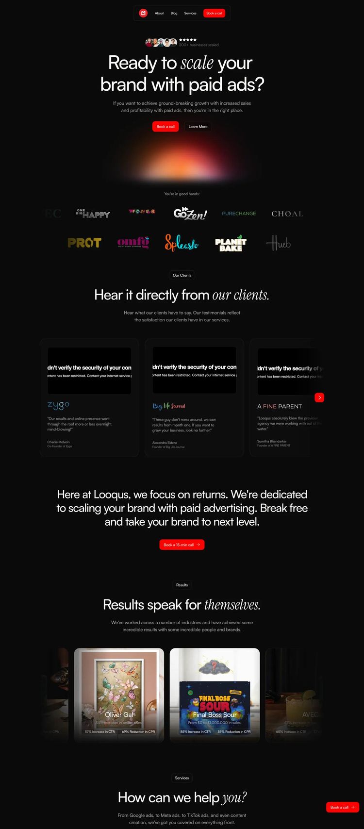Screenshot 2 of Looqus (Example Framer Marketing Agency Website)