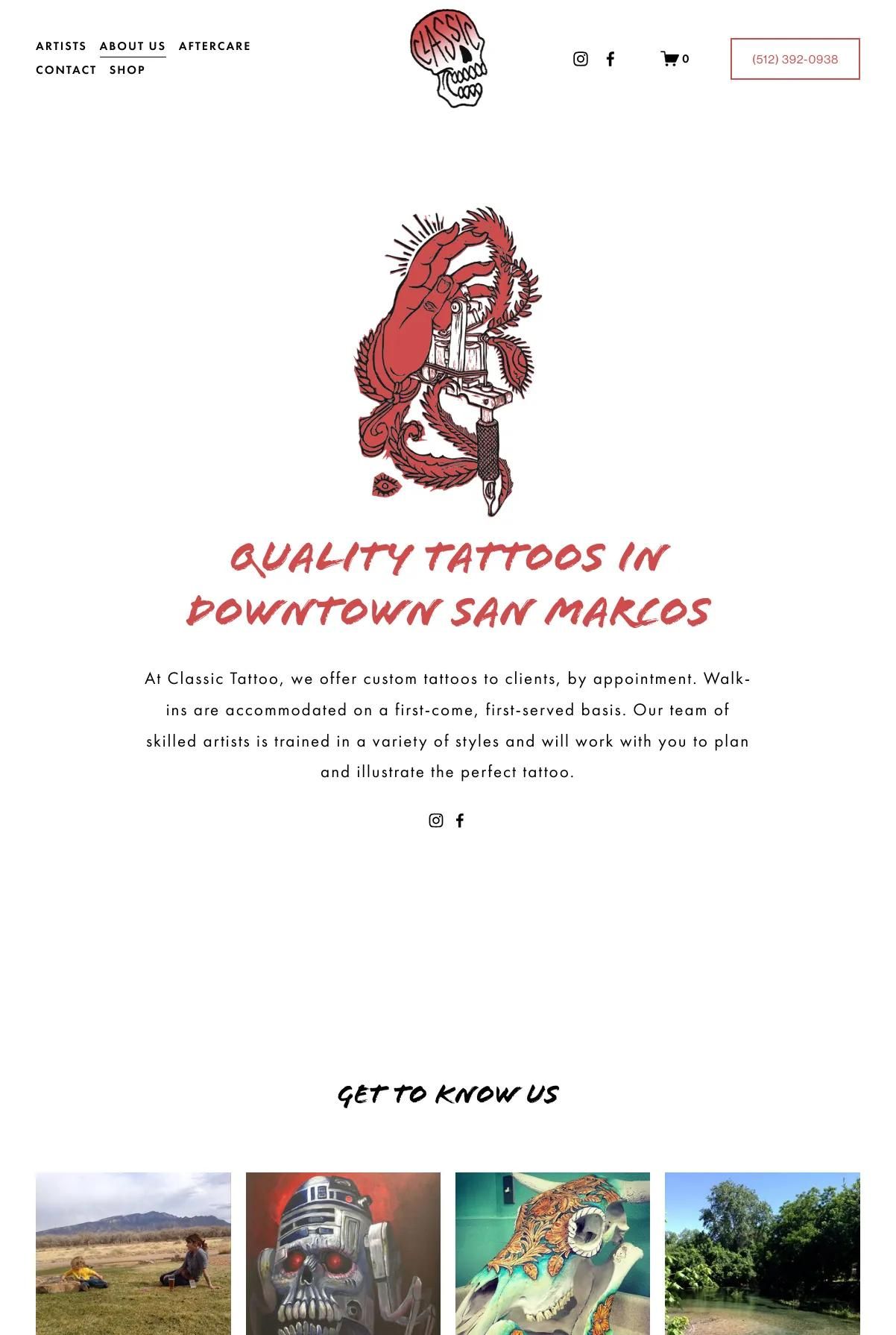 Screenshot 2 of Classic Tattoo (Example Squarespace Tattoo Website)