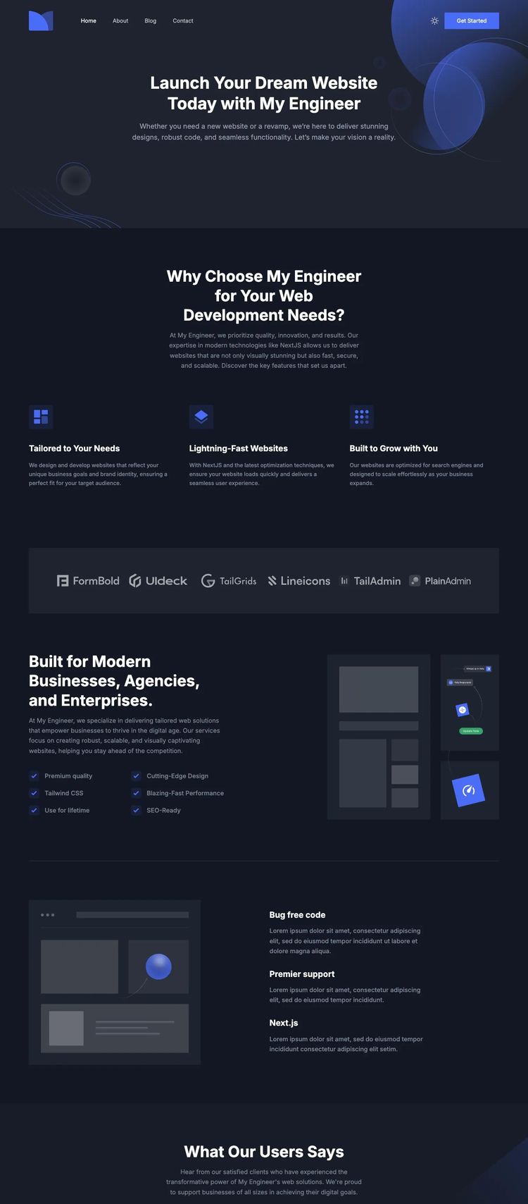 Screenshot 2 of My Engineer (Example Squarespace Web Developer Portfolio Website)