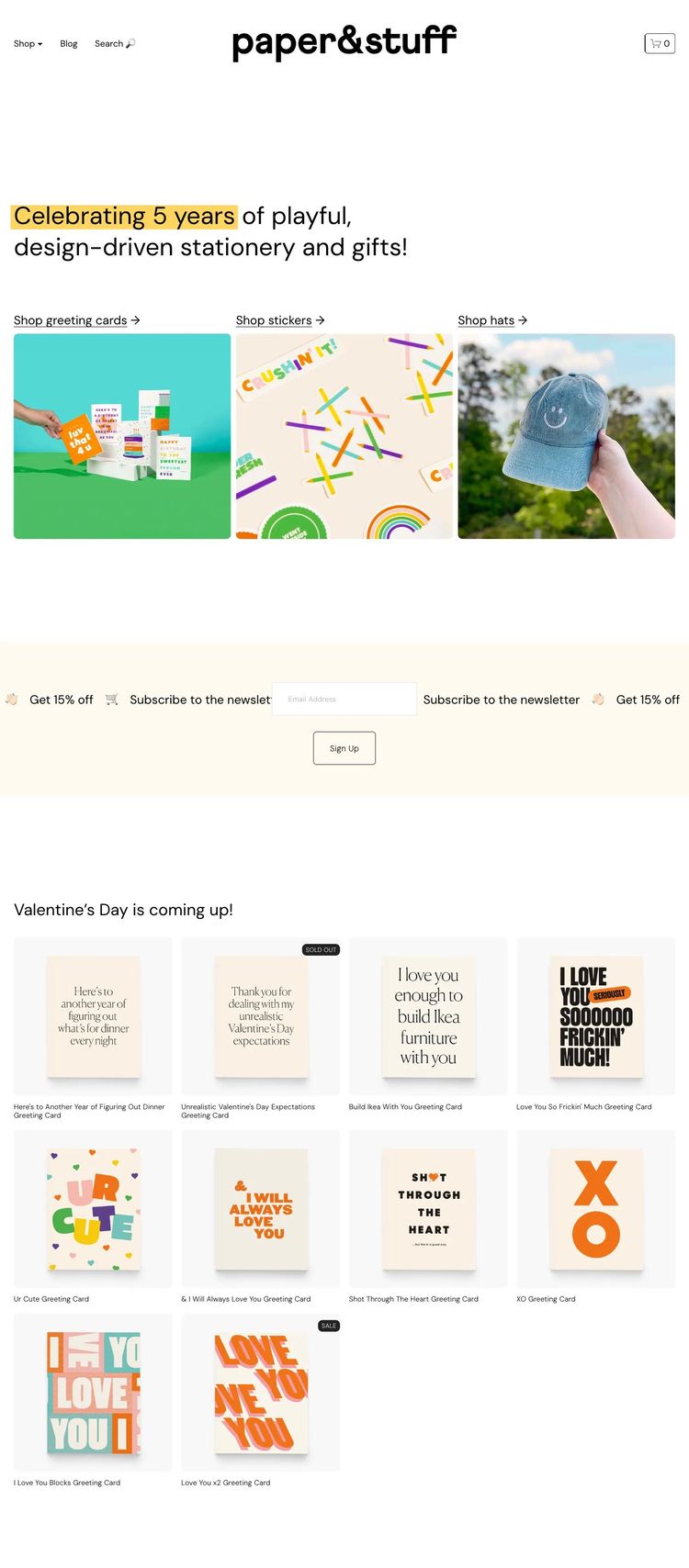 Screenshot 1 of paper&stuff (Example Squarespace Ecommerce (General) Website)