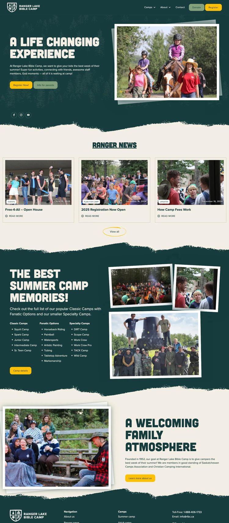 Screenshot 2 of Ranger Lake Bible Camp (Example Webflow Child Care Website)