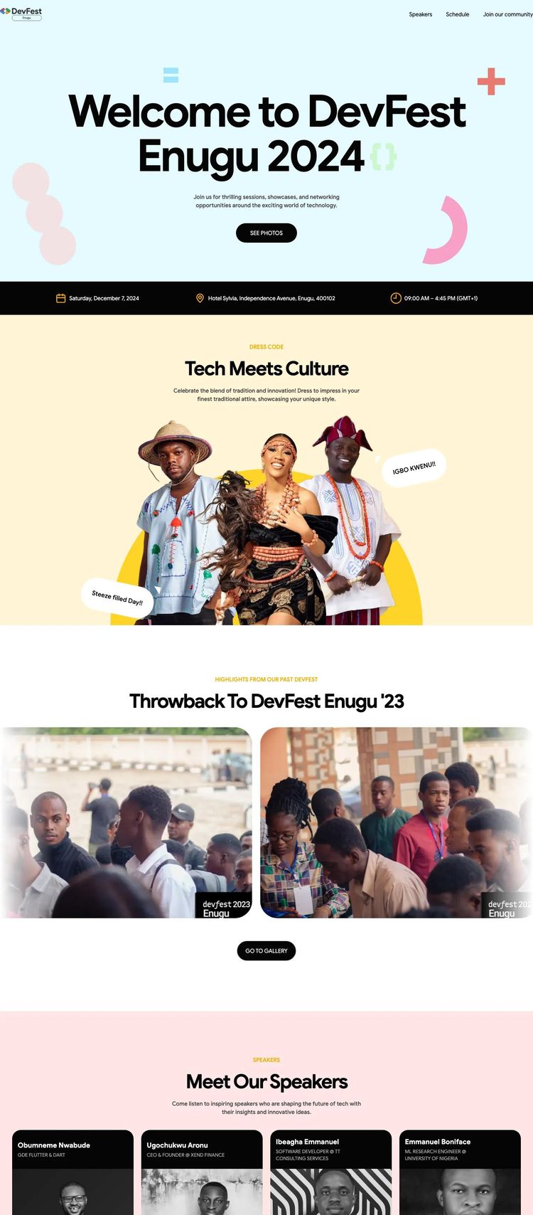 Screenshot 2 of DevFest Enugu (Example Astro Conference Website)