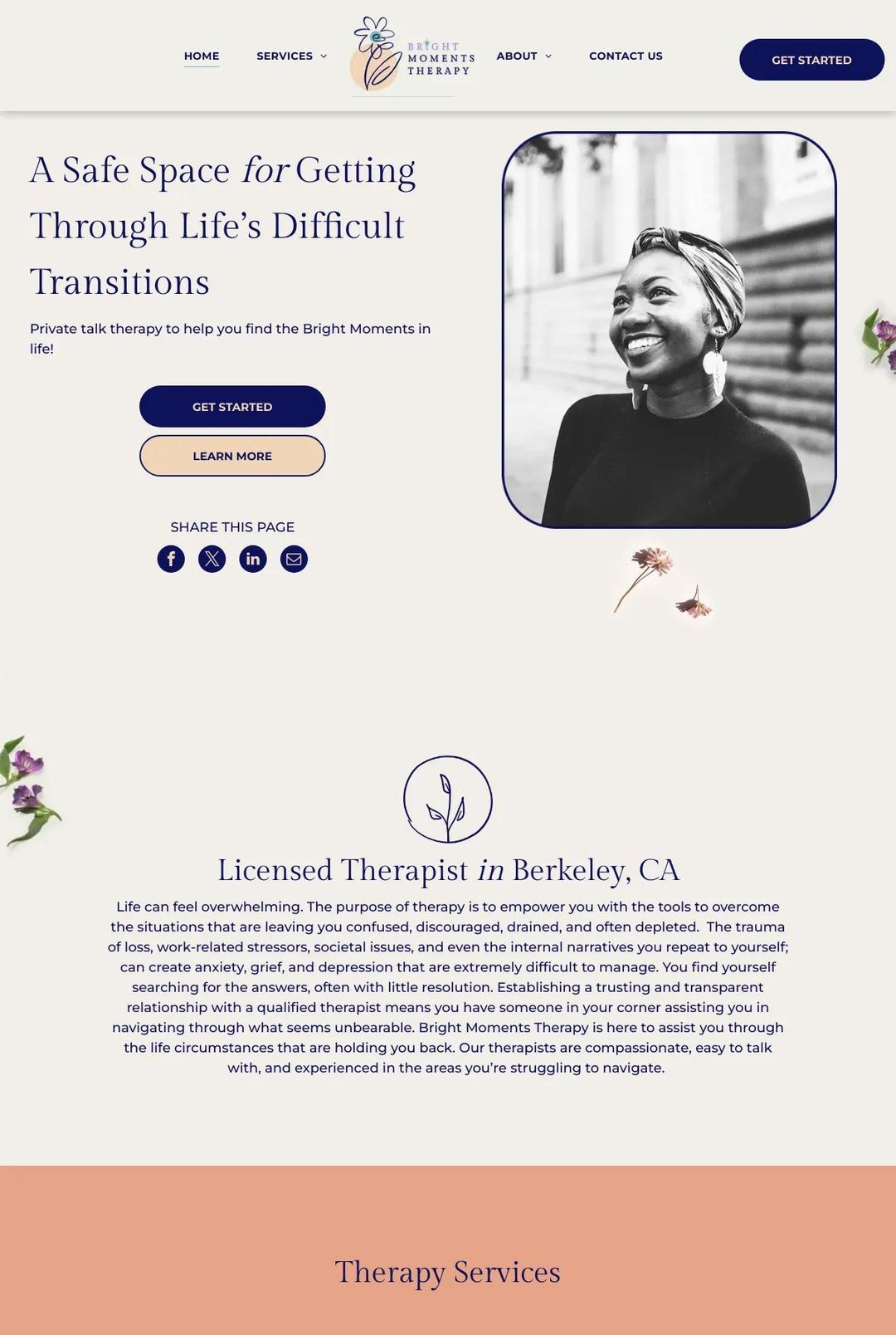 Screenshot 1 of Bright Moments Therapy (Example Duda Therapist Website)