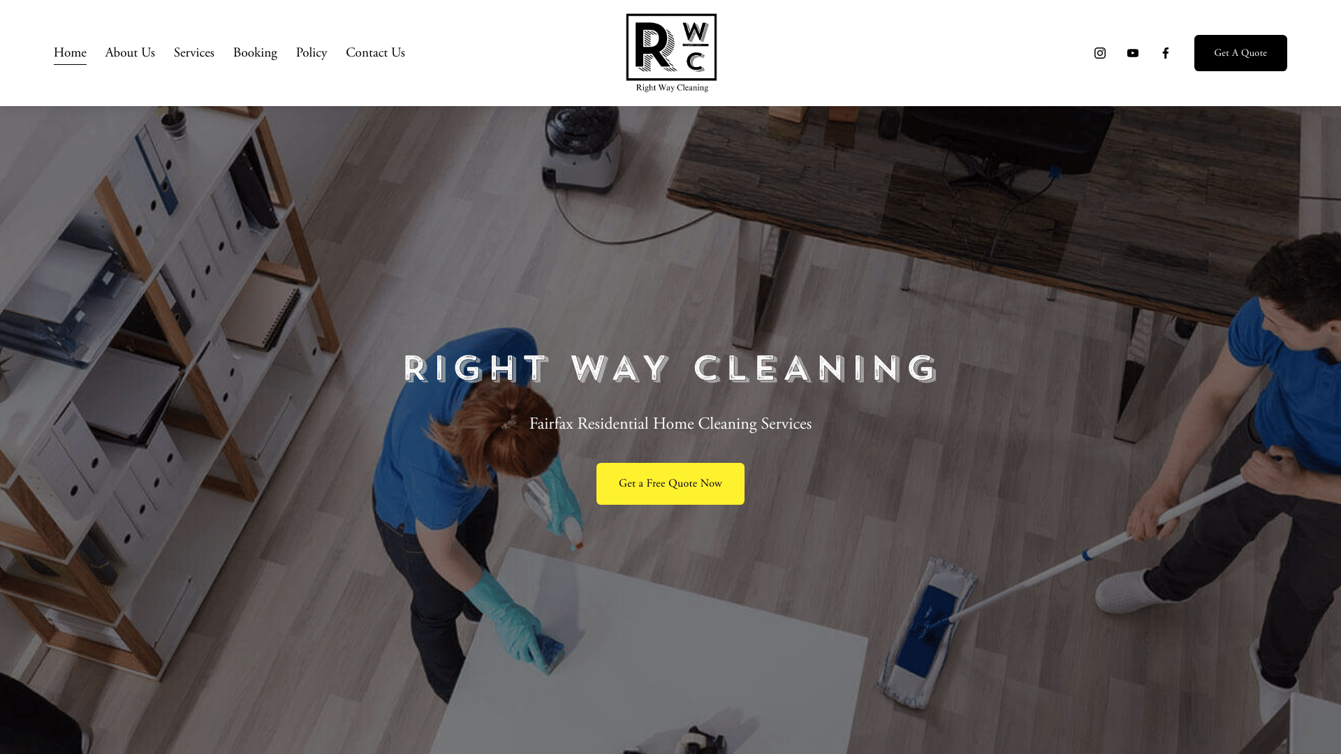 Screenshot of the Right Way Cleaning website
