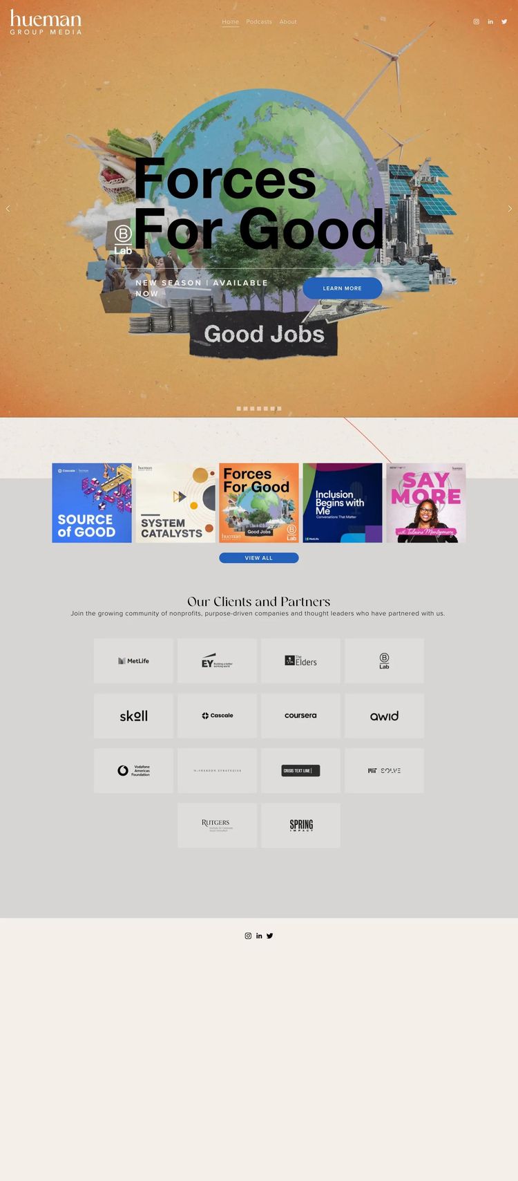 Screenshot 1 of Hueman Group Media (Example Squarespace Podcast Website)