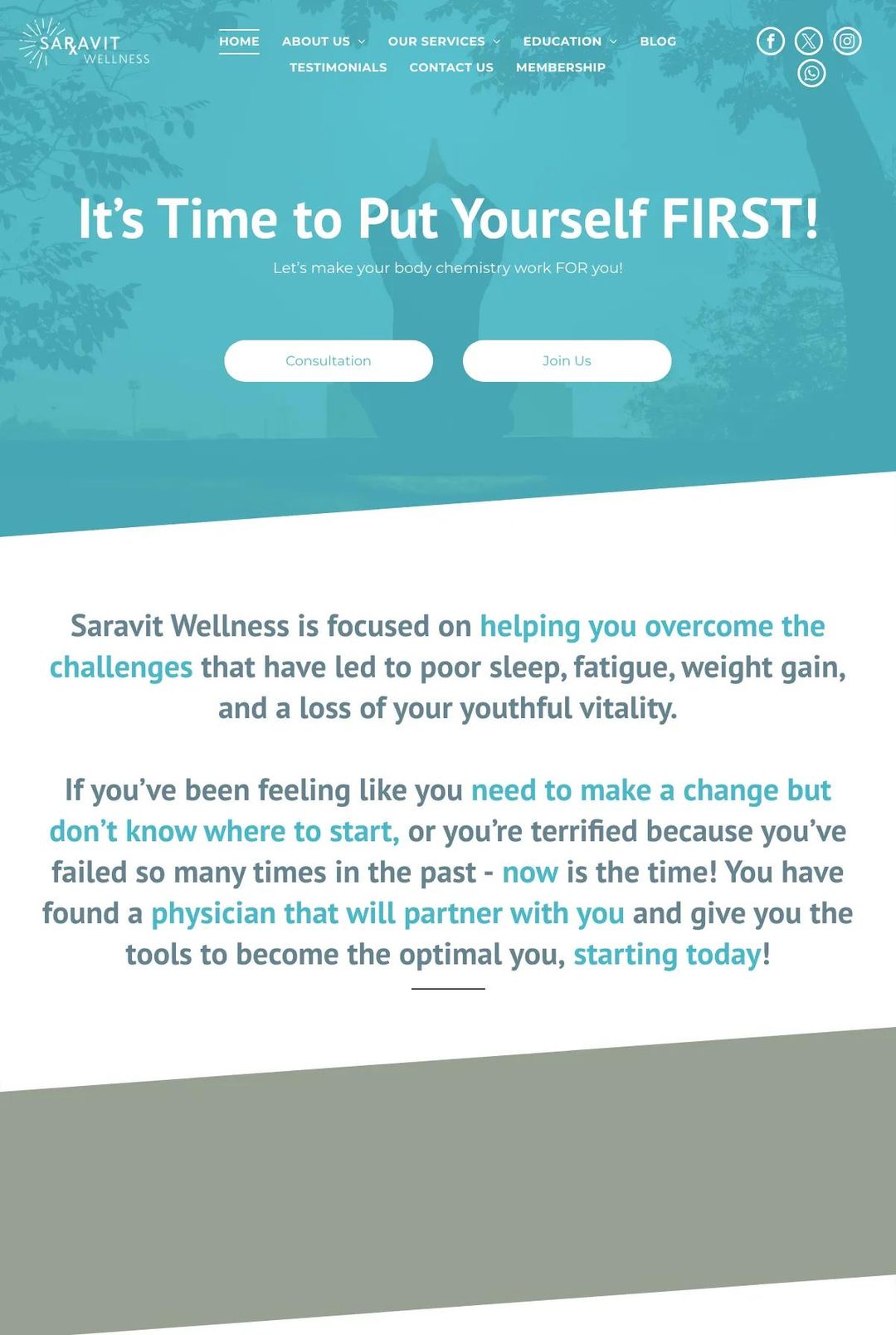 Screenshot 1 of Saravit Wellness (Example Duda Website)