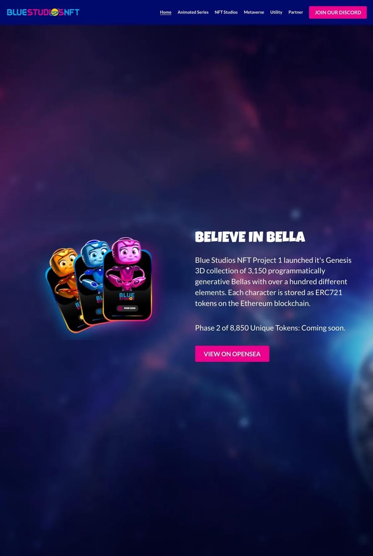 Screenshot 1 of Blue Studios (Example Strikingly Website)