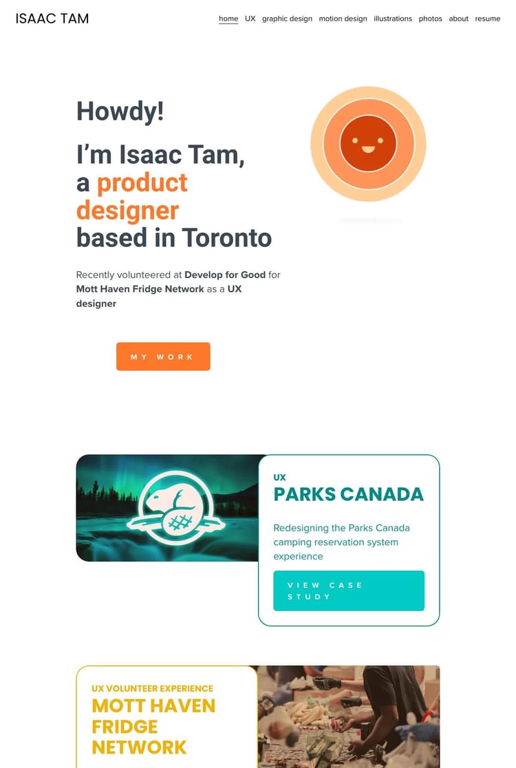 Screenshot 1 of Isaac Tam (Example Squarespace Resume Website)