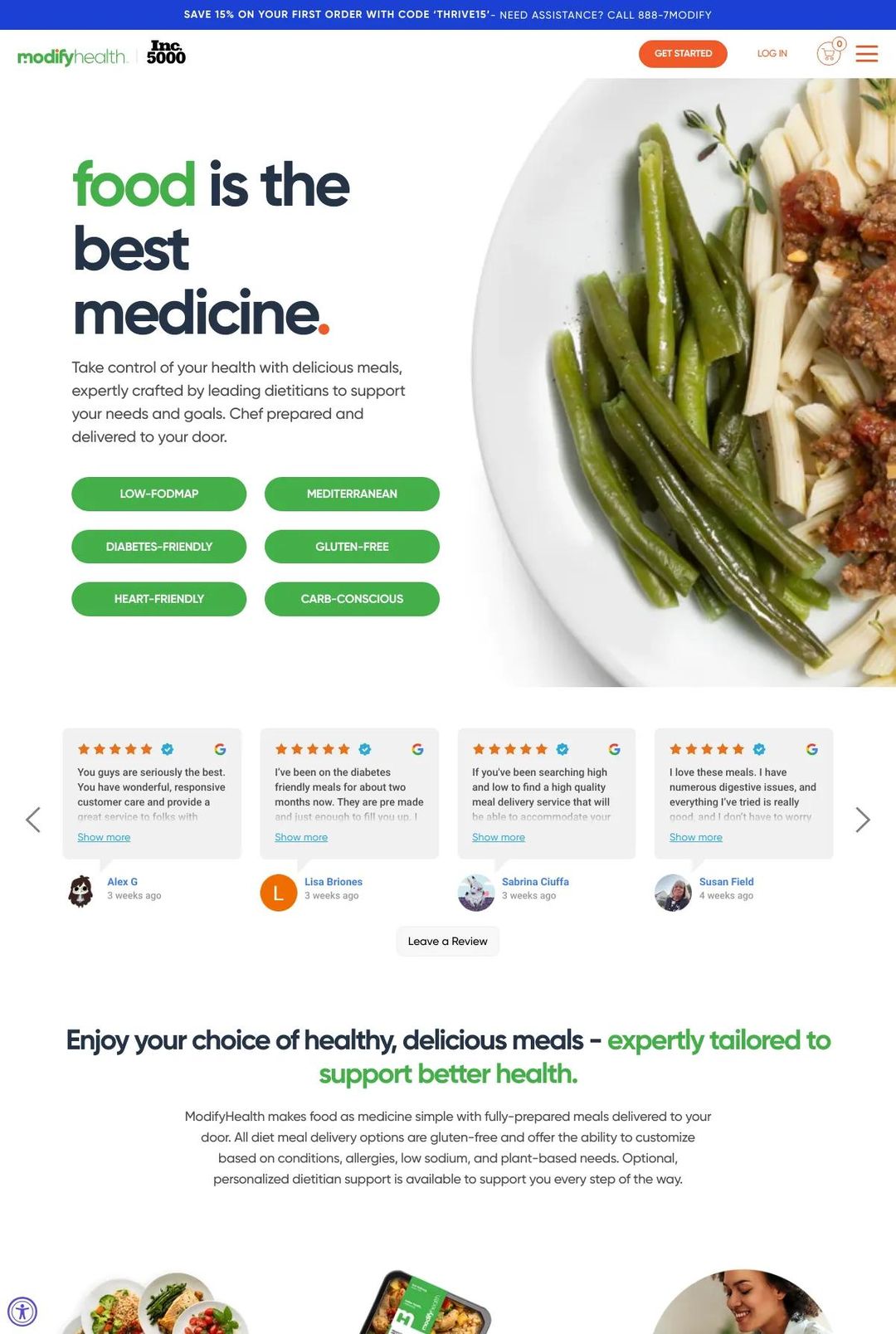 Screenshot 1 of ModifyHealth (Example Shopify Food and Beverage Website)