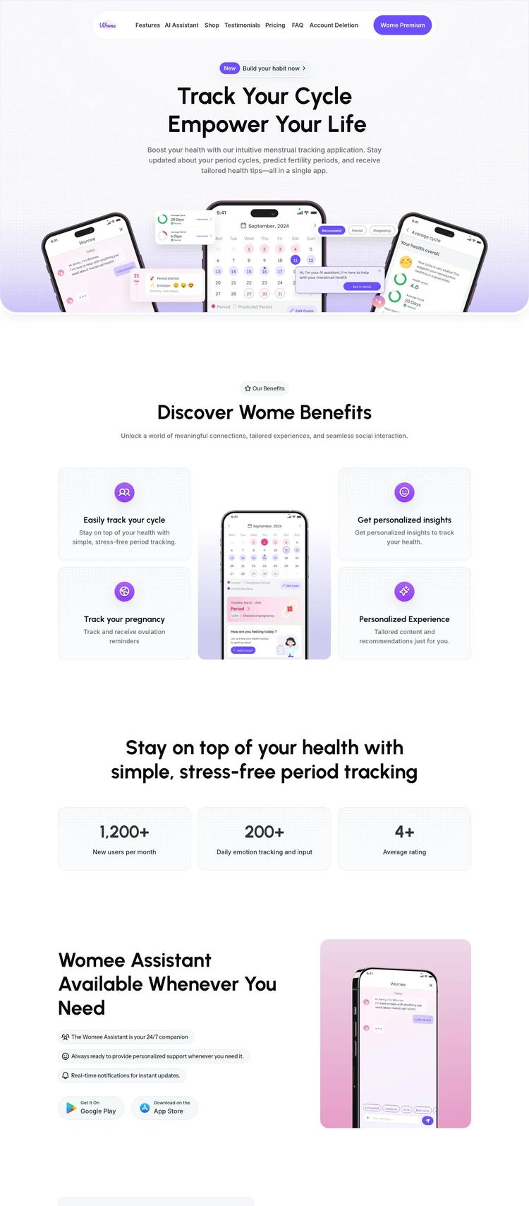 Screenshot 2 of Wome (Example Framer Mobile App Website)