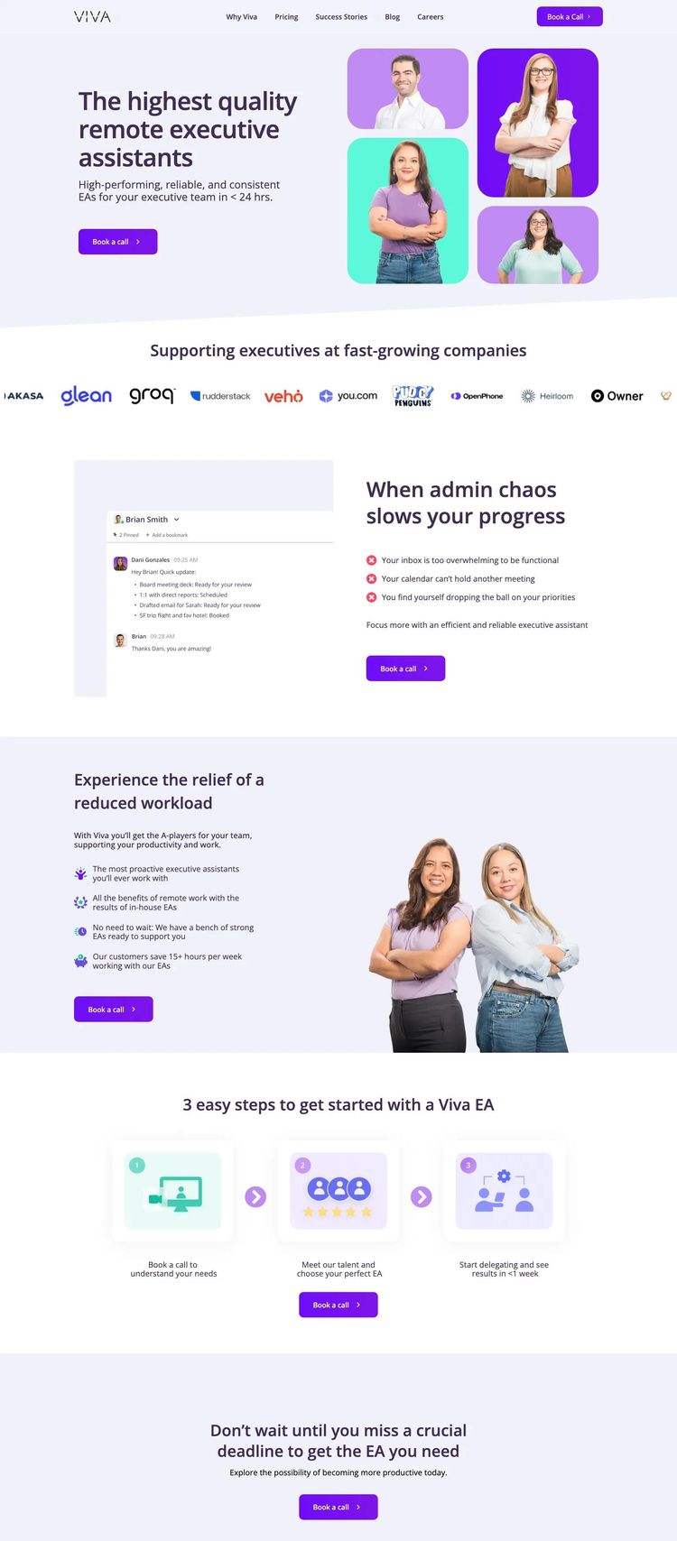 Screenshot 2 of Viva (Example HubSpot Virtual Assistant Services Website)