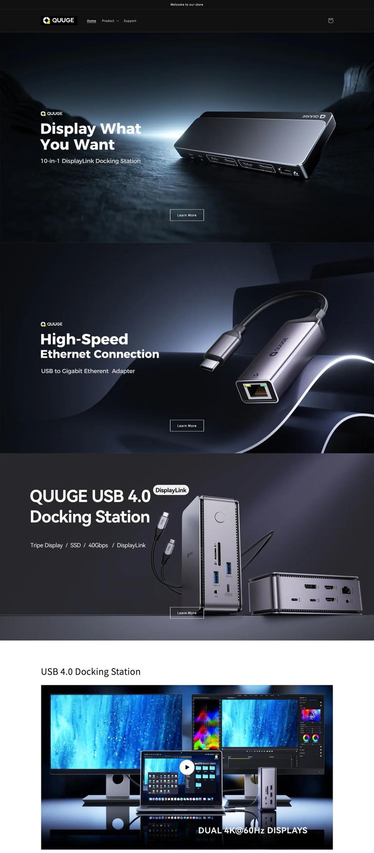 Screenshot 2 of Quuge (Example Shopify Hardware and Technology Website)
