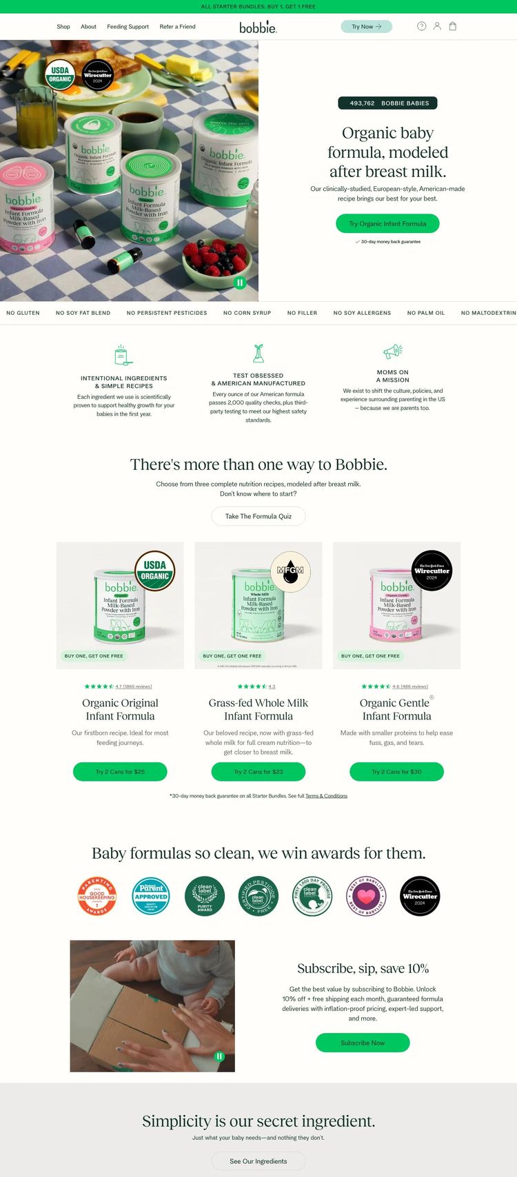 Screenshot 2 of Bobbie (Example Shopify Health and Wellness Website)
