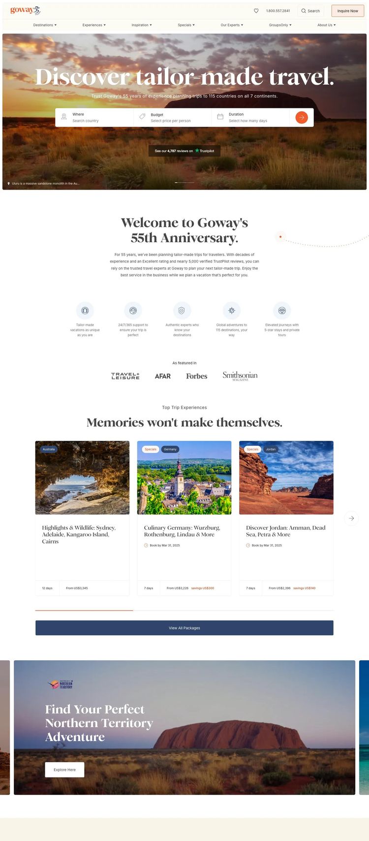 Screenshot 2 of Goway (Example Gatsby Travel Agency Website)
