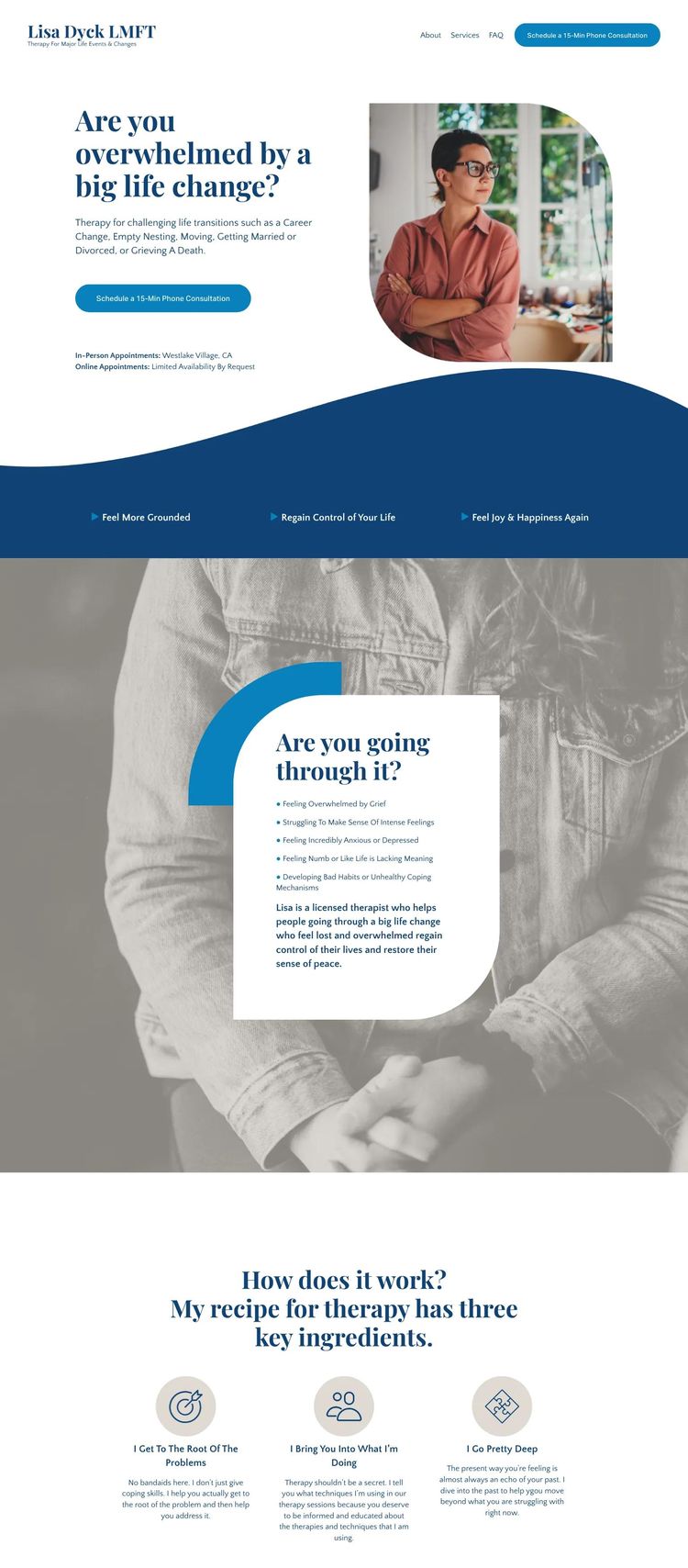 Screenshot 2 of Lisa Dyck LMFT (Example Squarespace Therapist Website)