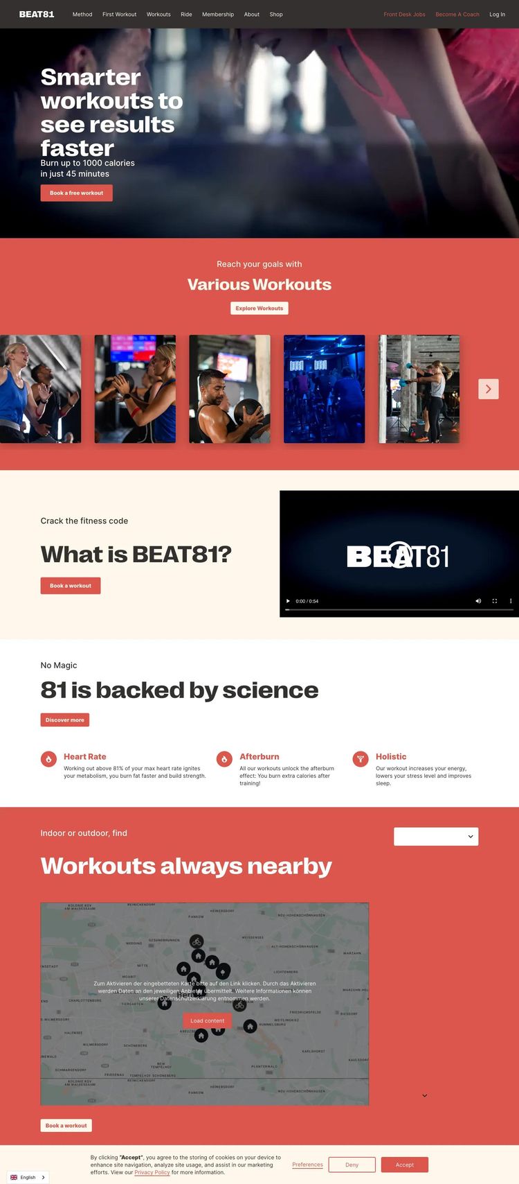 Screenshot 1 of BEAT81 (Group Fitness) (Example Webflow Fitness Website)