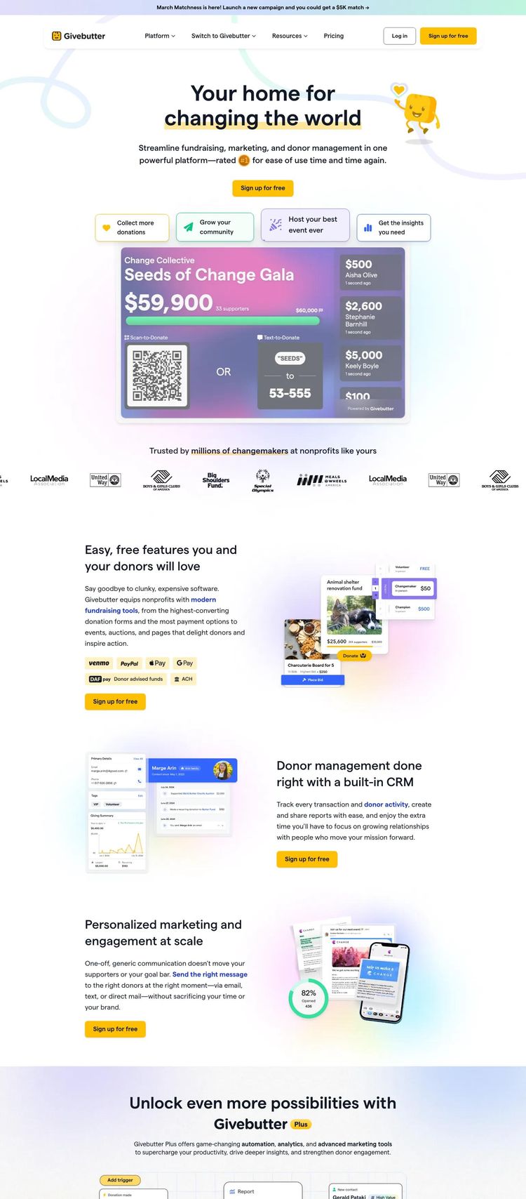 Screenshot 2 of Givebutter (Example Webflow Nonprofit Organization Website)