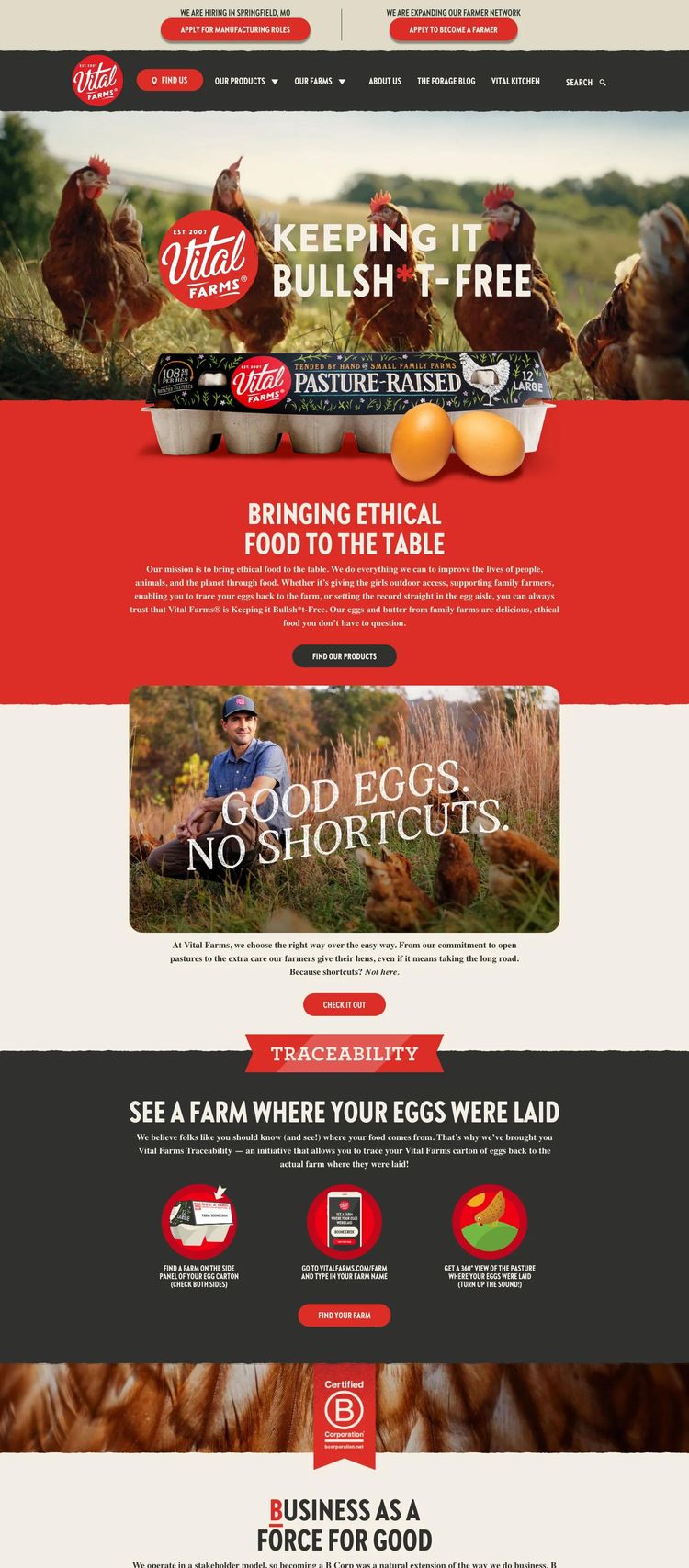 Screenshot 2 of Vital Farms (Example WordPress Agriculture Website)