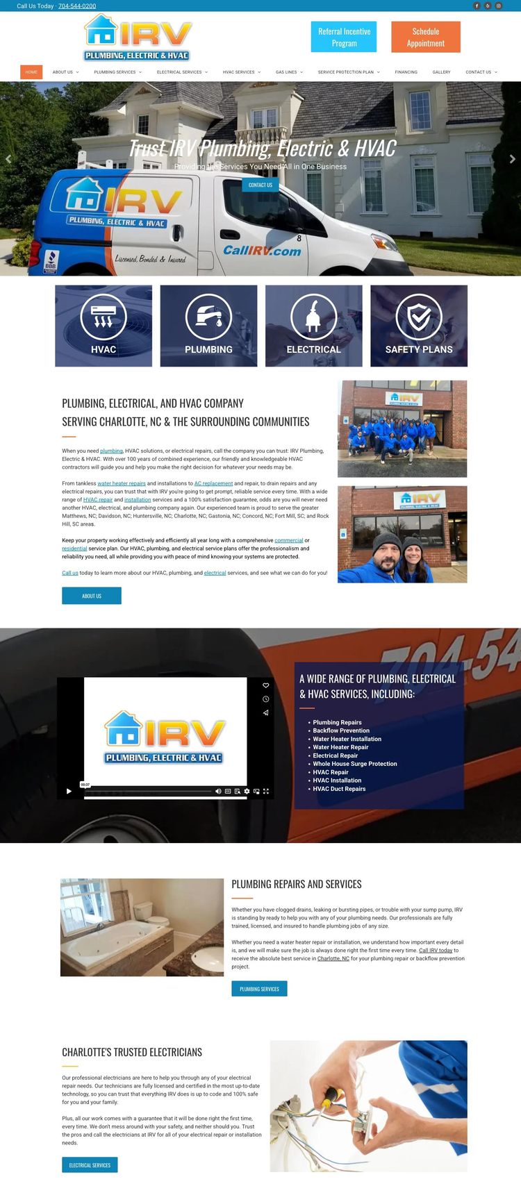 Screenshot 1 of IRV Plumbing, Electric & HVAC (Example Duda HVAC Website)