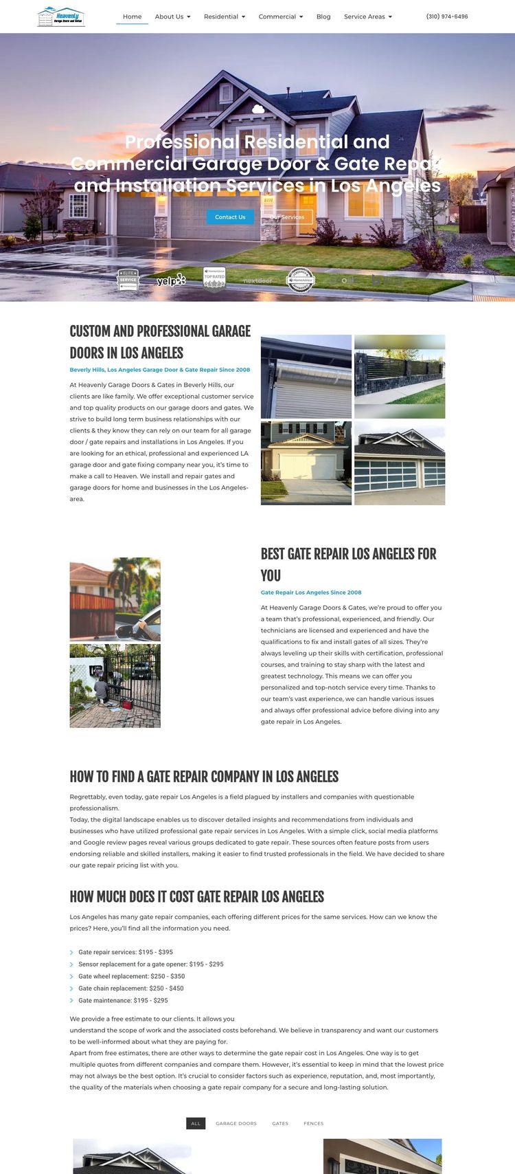 Screenshot 1 of Heavenly Garage Doors & Gates (Example Duda General Contractor Website)