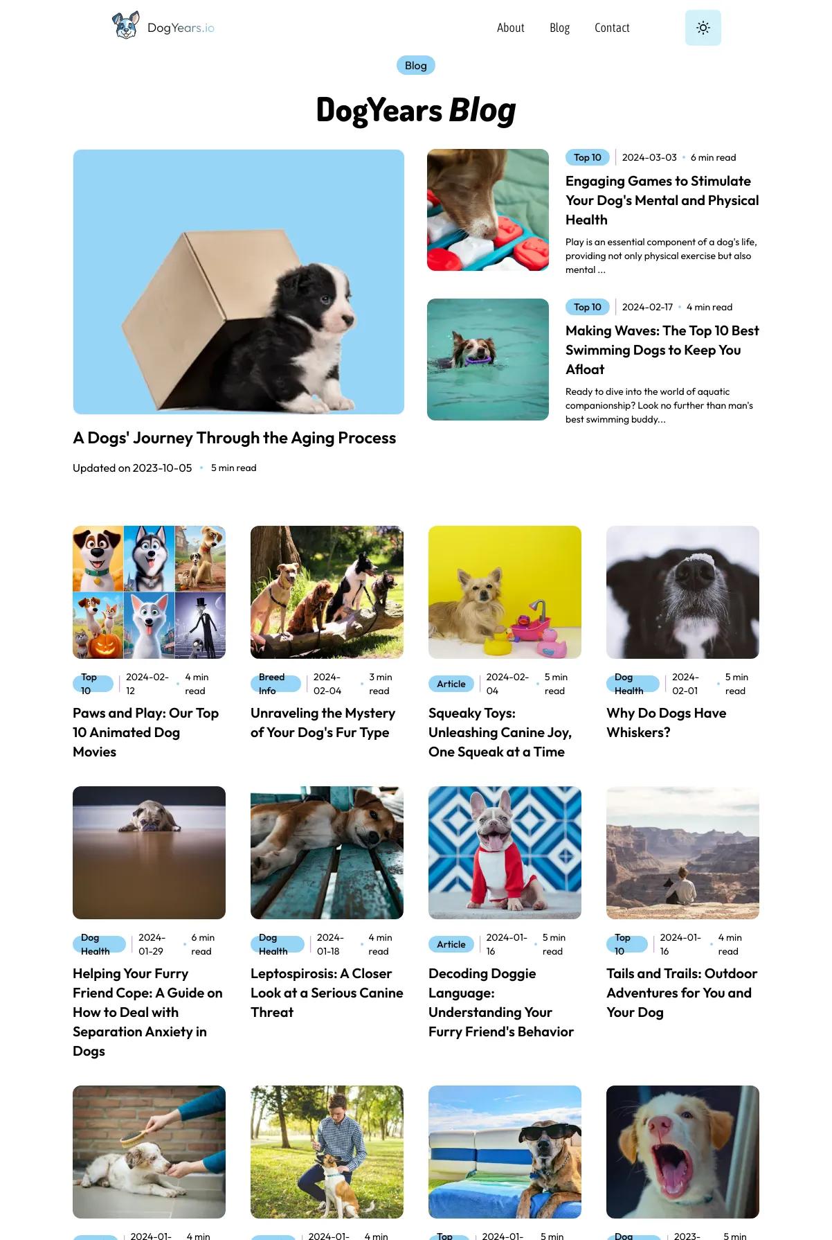 Screenshot 2 of Dog Years (Example Sanity Website)