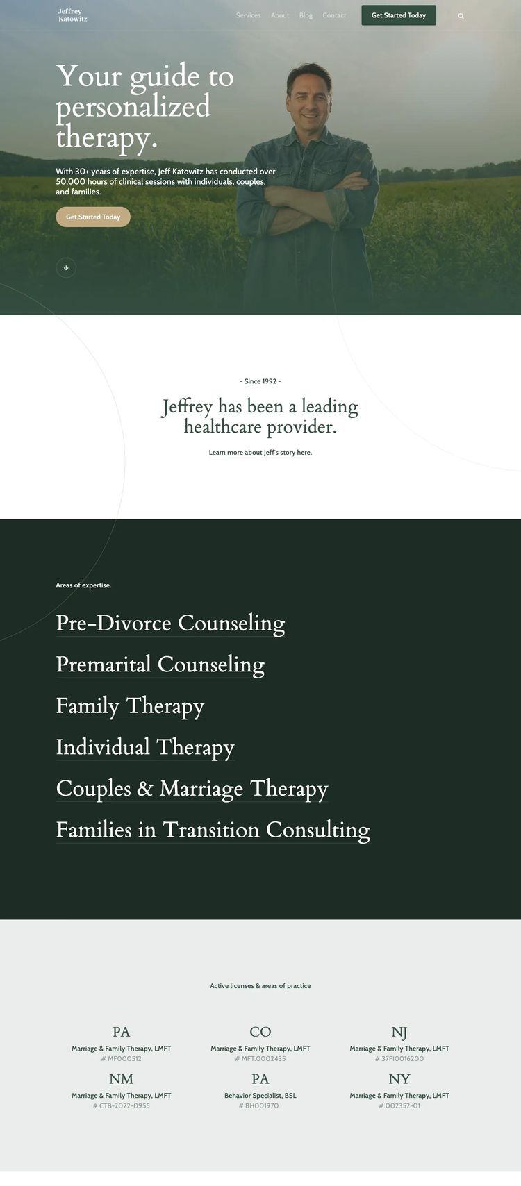 Screenshot 2 of Jeffrey Katowitz (Example Webflow Therapist Website)
