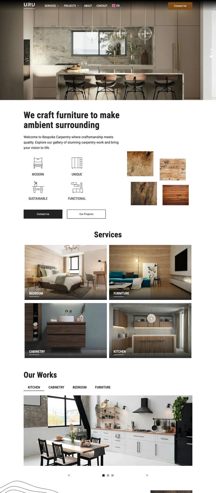 Screenshot 2 of Bespoke Carpentry (Example Webflow Furniture Website)