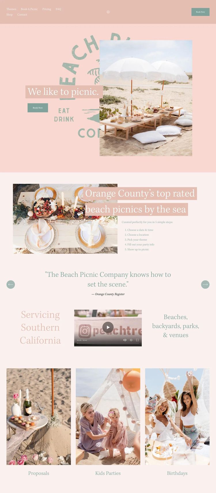 Screenshot 1 of The Beach Picnic Company (Example Squarespace Ecommerce (General) Website)