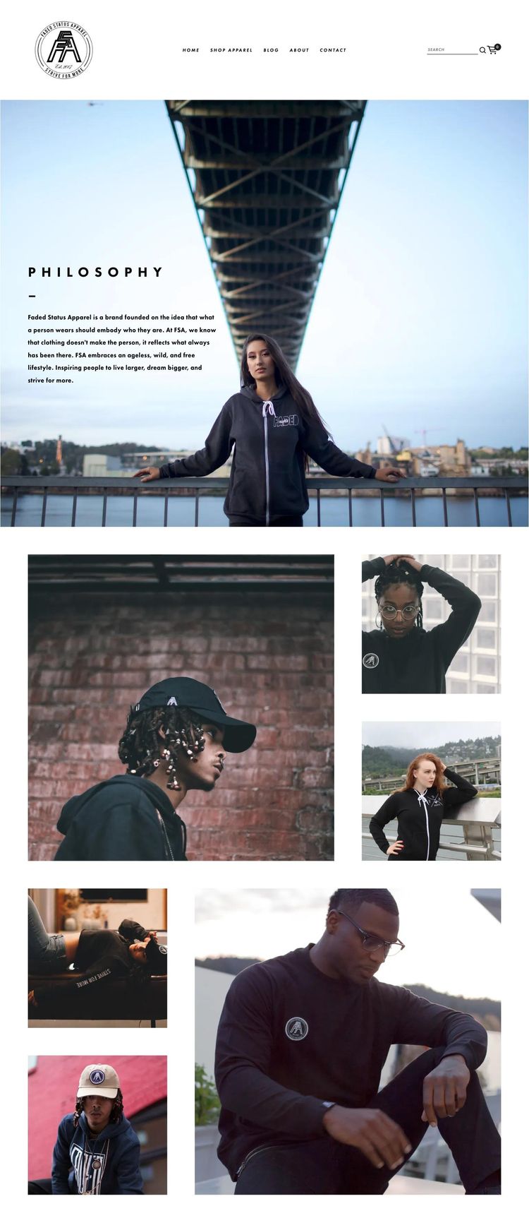Screenshot 2 of Faded Status Apparel (Example Squarespace Clothing/Fashion Website)