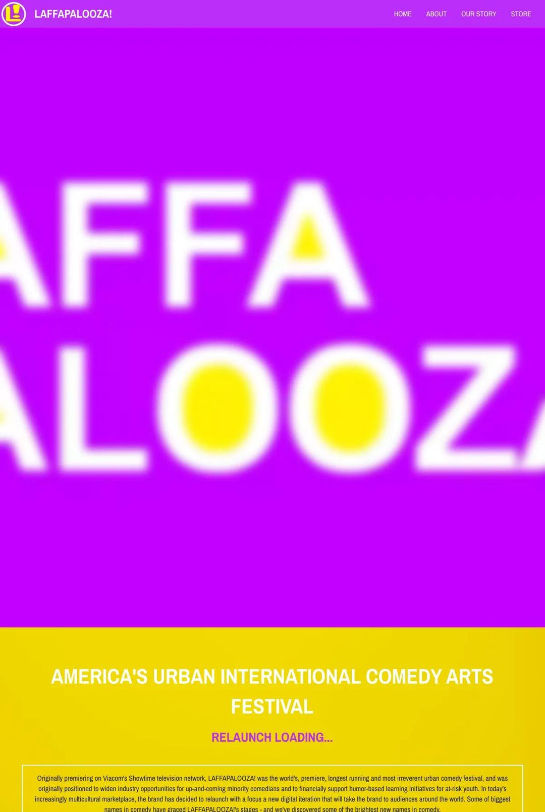 Screenshot 1 of Laffapalooza! (Example Strikingly Website)