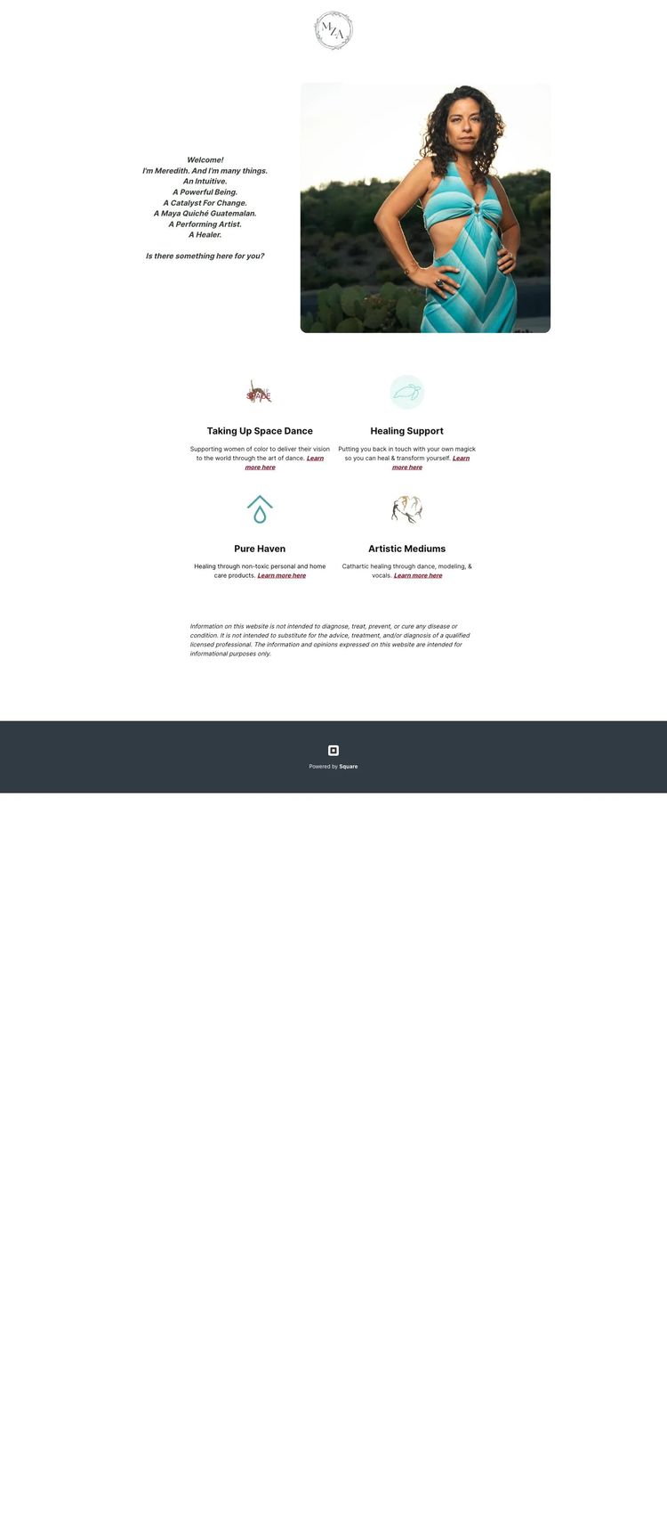 Screenshot 1 of Meredith Keith-Chirch (Example Squarespace Life/Business Coach Website)
