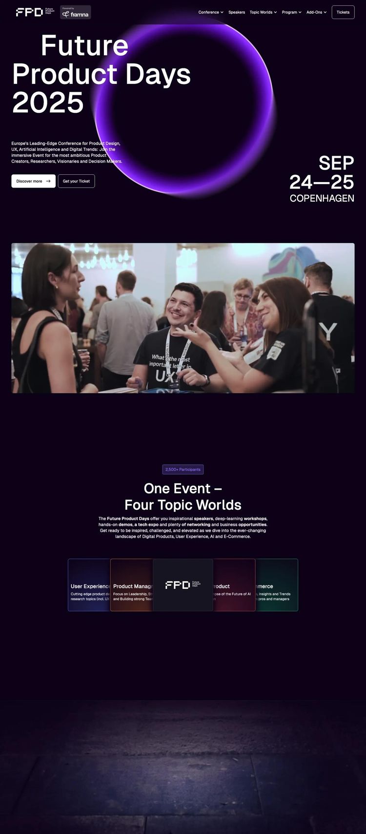 Screenshot 2 of Future Product Days (Example Webflow Conference Website)